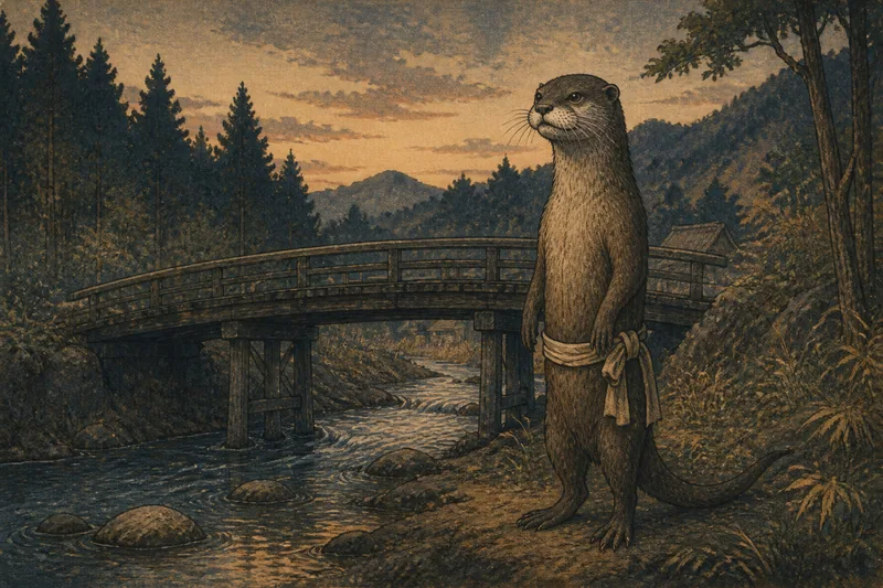 塩尻市の川池に現れるカワウソのイメージ挿絵