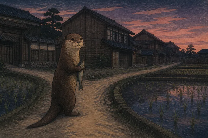 輪島市のカワウソ魚奪いのイメージ挿絵