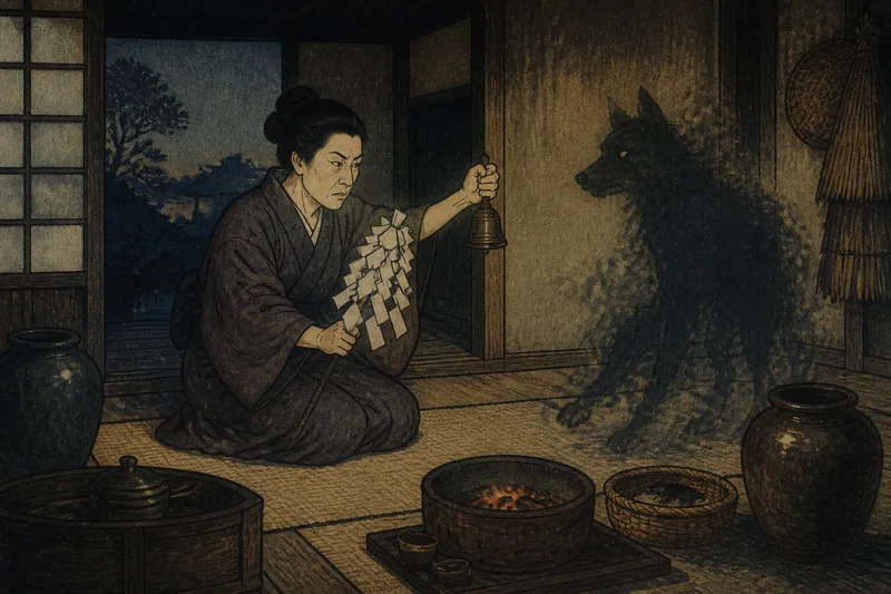 佐伯の病と憑き物を祓う祈祷師のイメージ挿絵