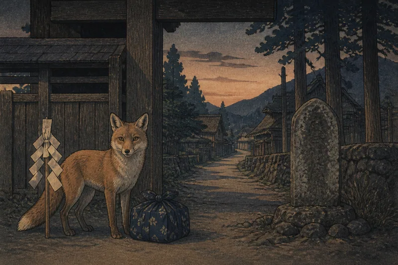 阿智の狐憑きを村境へ送るのイメージ挿絵