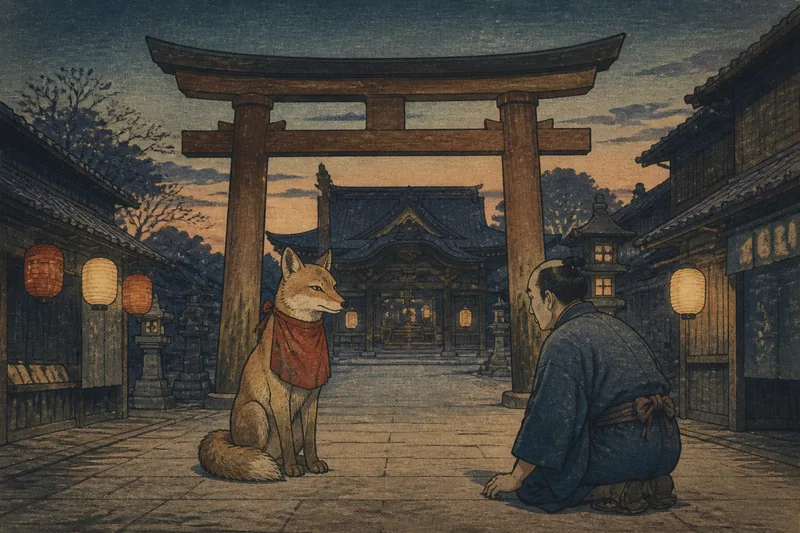 神田明神門前の狐のイメージ挿絵