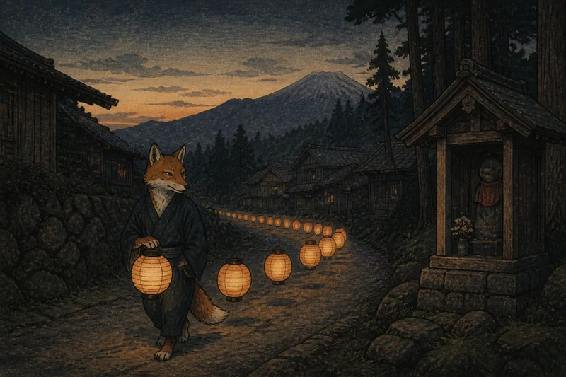 御殿場の狐の提燈行列のイメージ挿絵