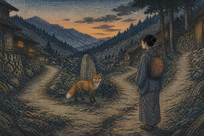 早川の狐に化かされる道迷いのイメージ挿絵