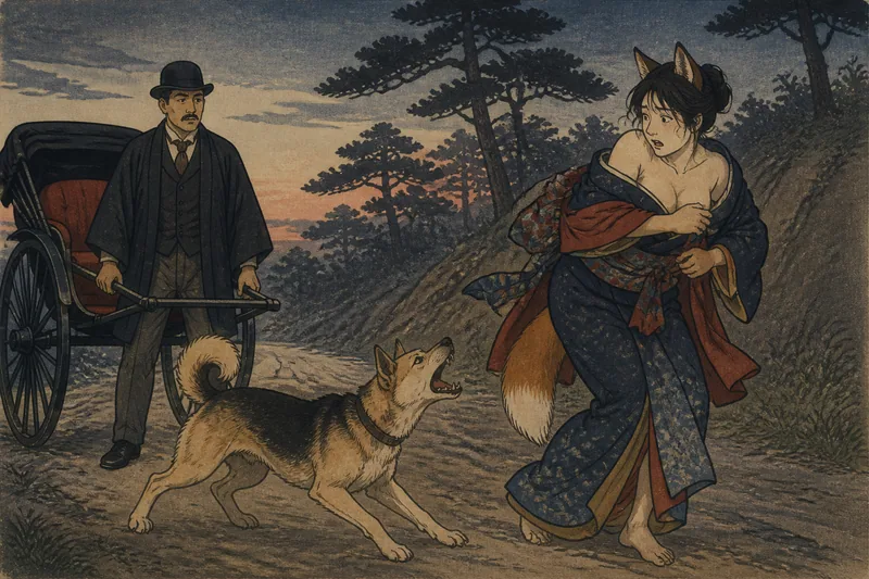 犬にけしかけられた狐のイメージ挿絵