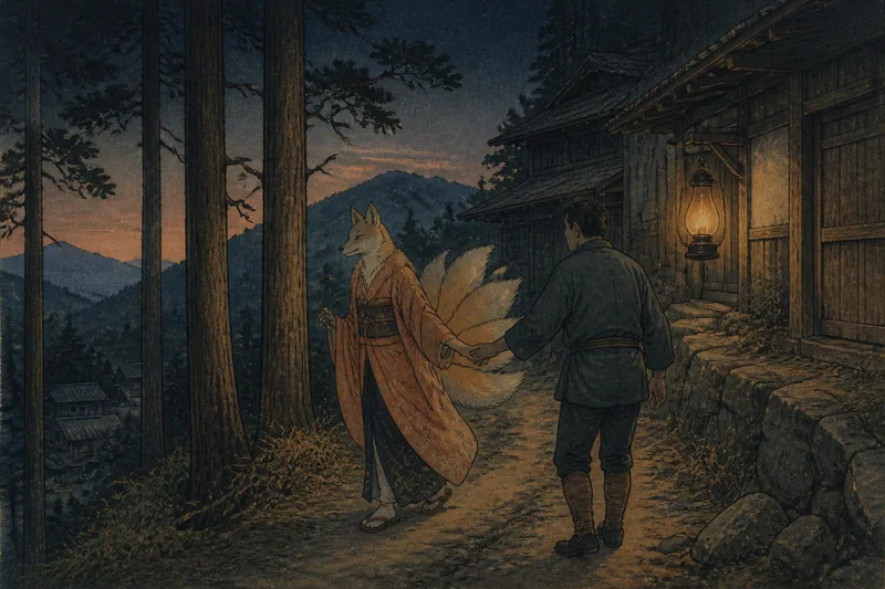 平田村の狐化かしと狐の嫁入りのイメージ挿絵