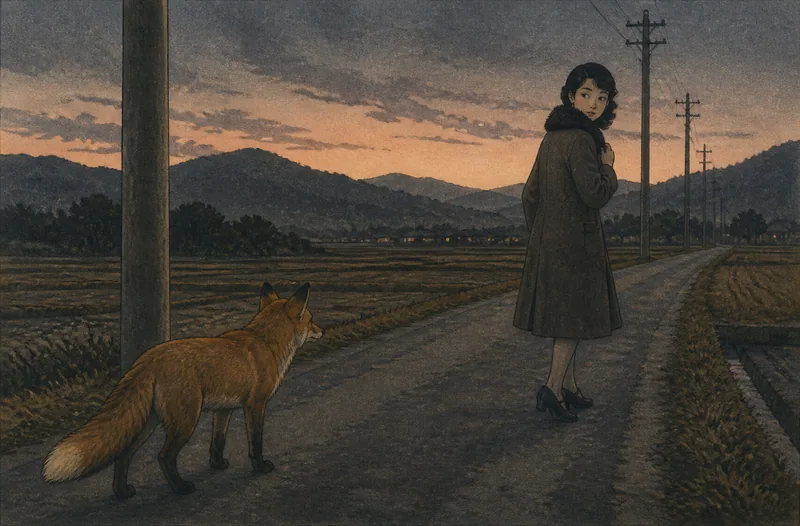 飯田の人を迷わせる狐のイメージ挿絵