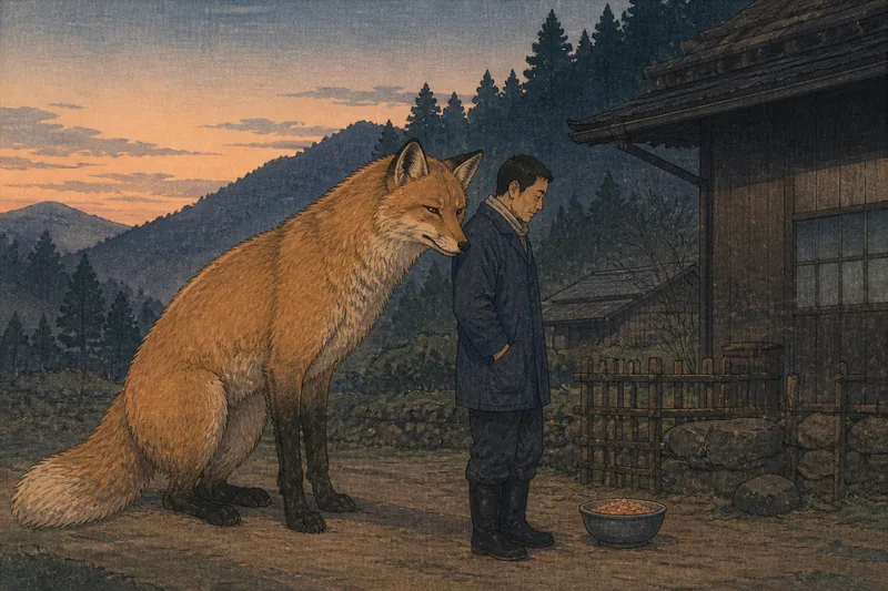 飯舘村の四年付き添う守り狐のイメージ挿絵
