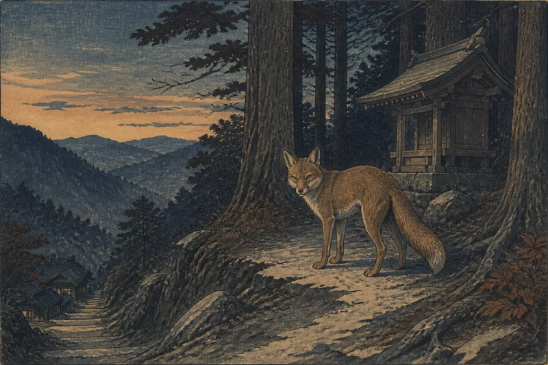 飯山の山に出るキツネのイメージ挿絵