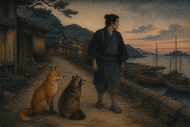 上島の狐と狸の化かし唄のイメージ挿絵