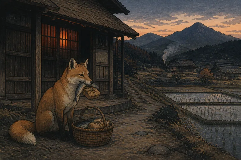 金山町の狐火と木の葉の代金のイメージ挿絵