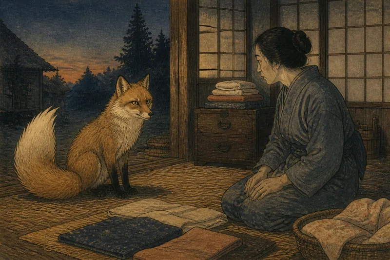 柏崎の狐のお産騙しのイメージ挿絵