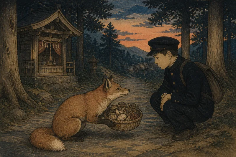 川上の糞を食わせる狐のイメージ挿絵