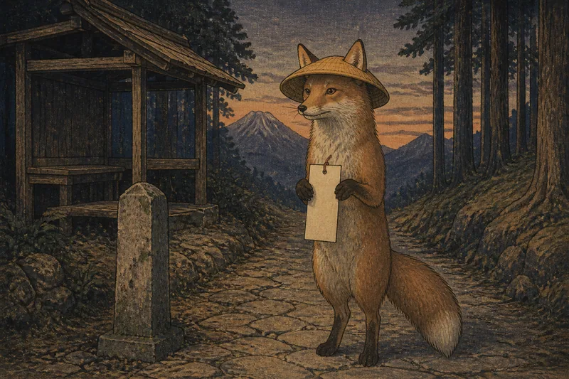 長野の山道に出る狐のイメージ挿絵
