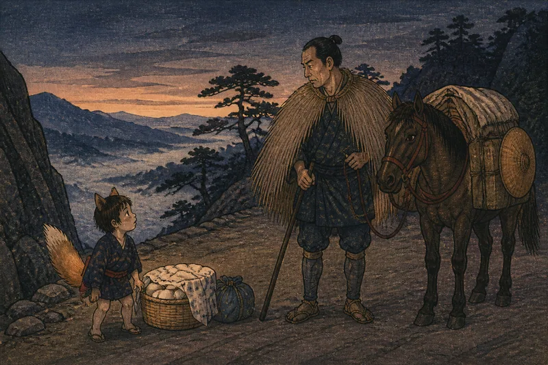 長岡の子供に化けた狐の荷盗みのイメージ挿絵