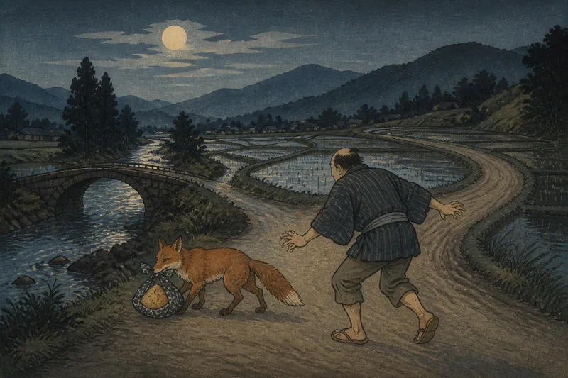 中野の狐が惑わす夜道と幻のイメージ挿絵