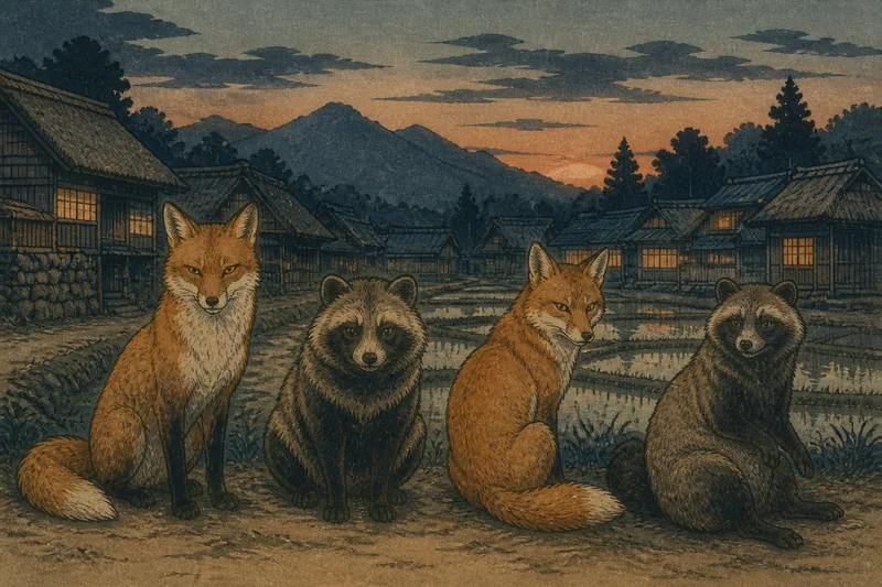 小千谷の名持ち狐と狢四種のイメージ挿絵