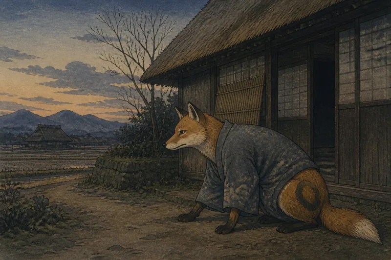 鯖江市の狐の馬糞牡丹餅のイメージ挿絵