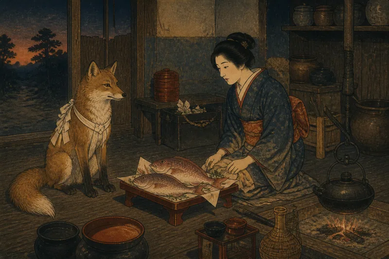 志布志の狐と鯛の婚礼のイメージ挿絵