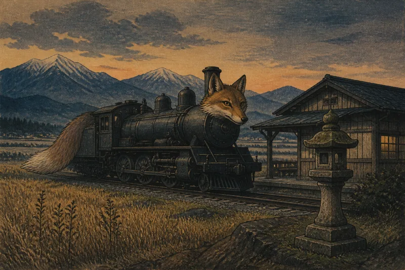塩尻市の石灯籠を撫でる男のイメージ挿絵