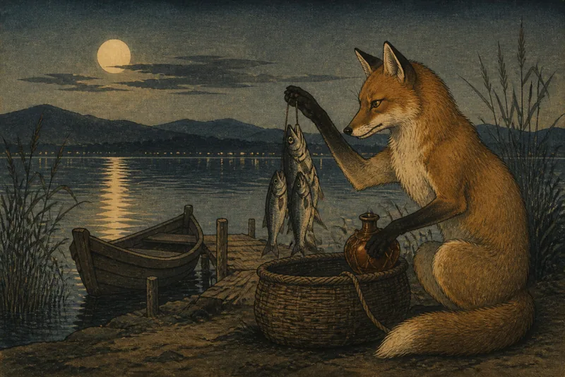 諏訪の狐の魚盗みのイメージ挿絵