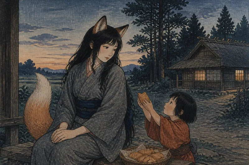 油揚げを好む子を生んだ狐の嫁のイメージ挿絵
