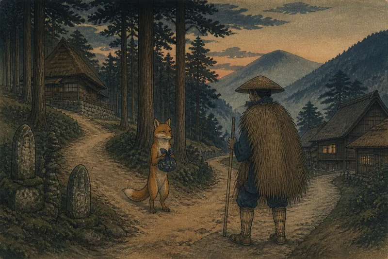 都留の狐の山道迷いのイメージ挿絵