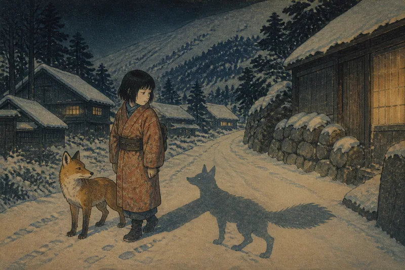 上野原の狐憑きと夜の化かしのイメージ挿絵