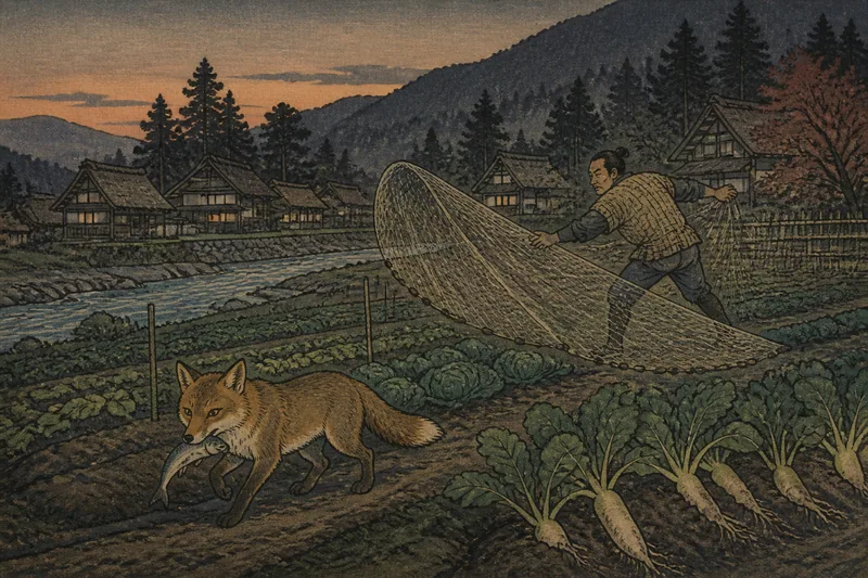 山北の狐の魚盗みのイメージ挿絵
