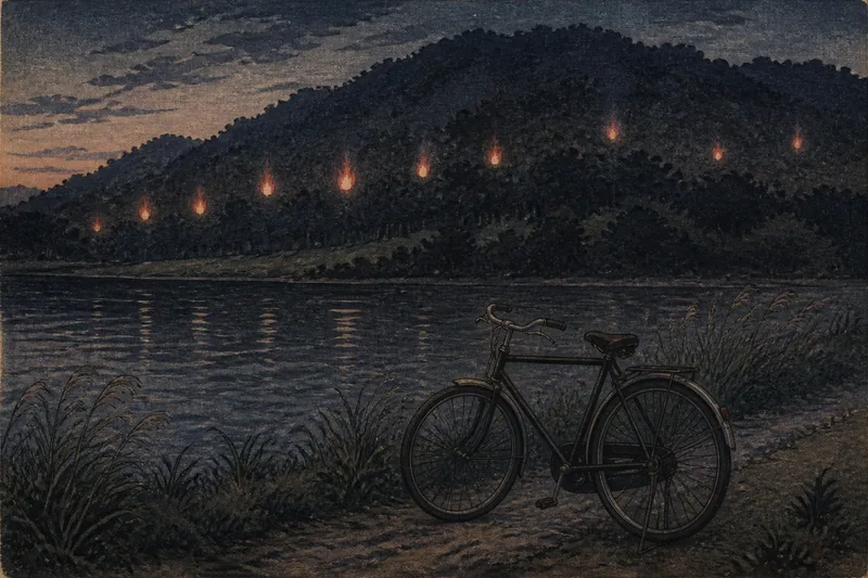飯田の近づき遠ざかる狐火のイメージ挿絵