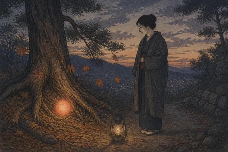松本の赤坂山に灯る狐火のイメージ挿絵