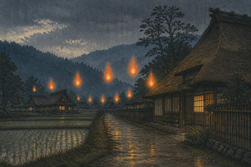 南関の雨の日の狐火のイメージ挿絵