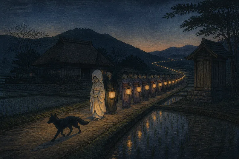 南部の夜道の狐の嫁入りのイメージ挿絵