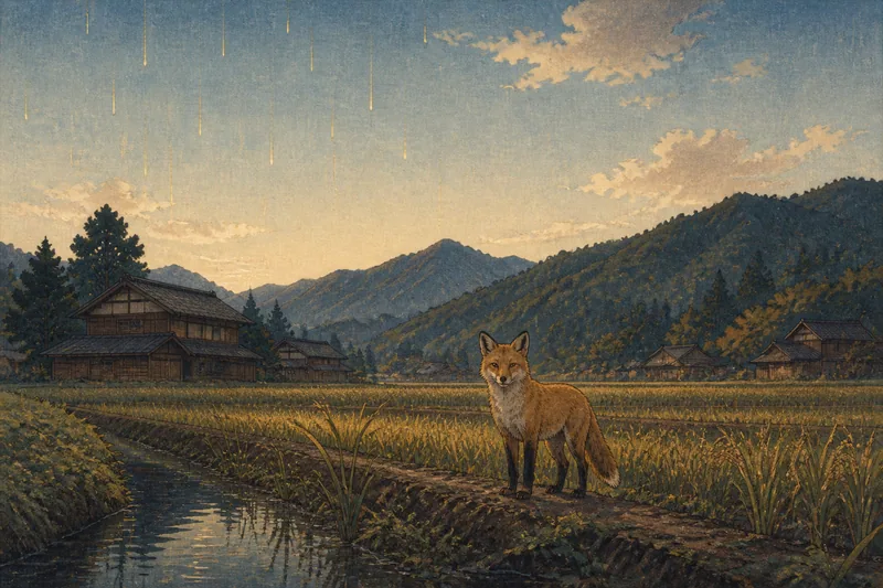 上田の晴れた日の狐の嫁入りのイメージ挿絵