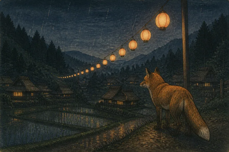 若桜の狐の嫁入りと天気雨のイメージ挿絵
