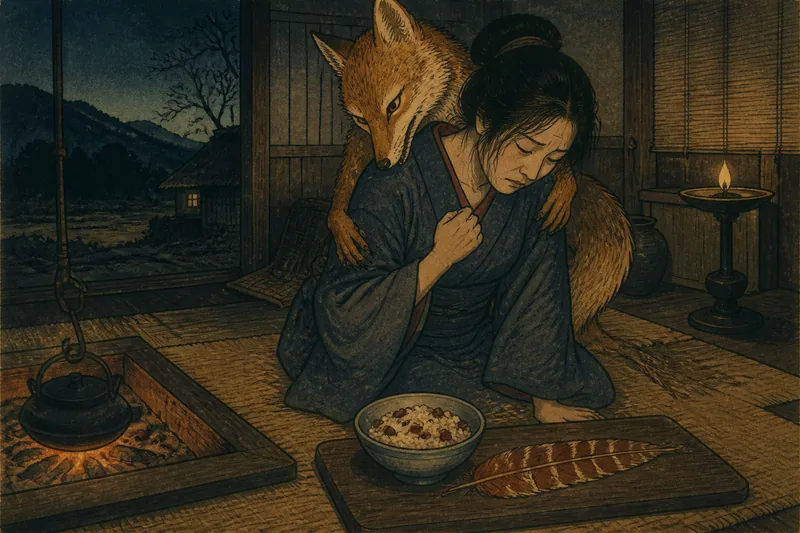 一関の小豆飯で払う狐憑きのイメージ挿絵