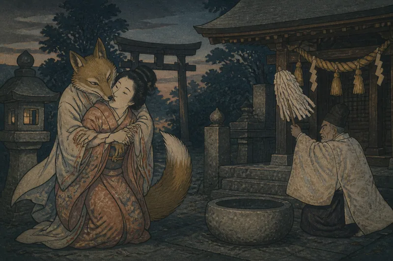 唐津市の八幡神社狐憑き祈祷のイメージ挿絵