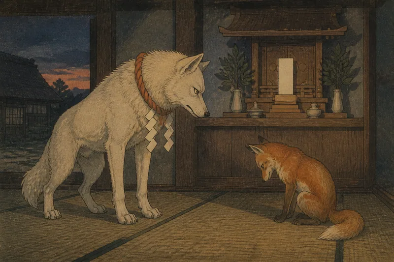 三峰神社の御眷属による狐落としのイメージ挿絵