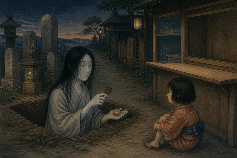 今治の飴を買う子育て幽霊のイメージ挿絵