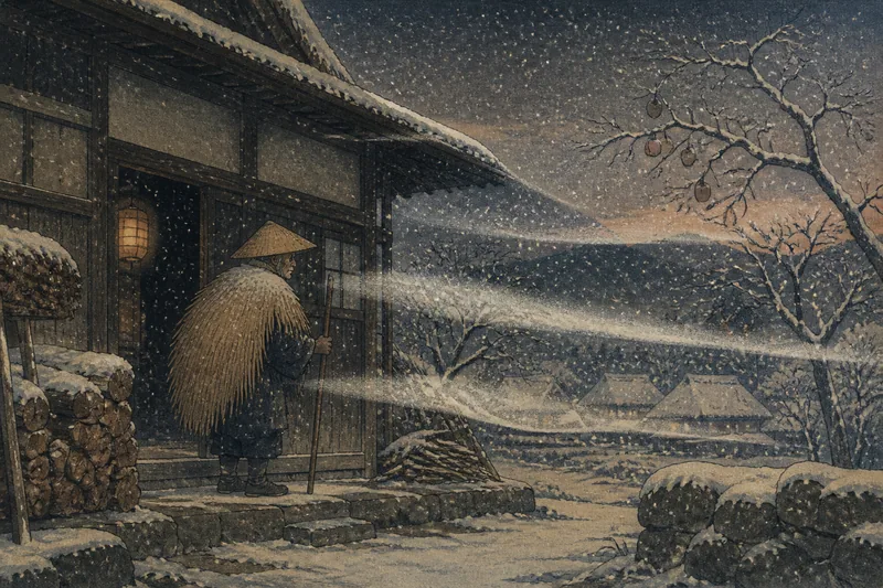美濃加茂の弘法と冬至の雪のイメージ挿絵