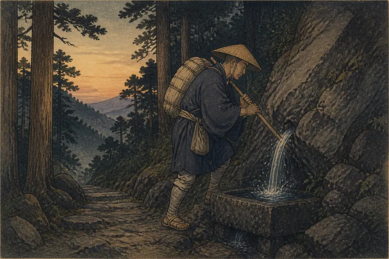 飯田の杖が湧かせた一杯水のイメージ挿絵