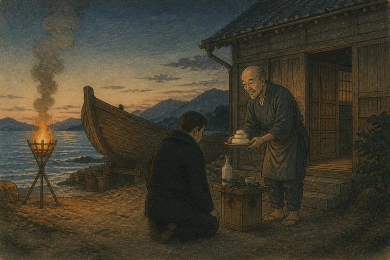 今治の遭難者を救う庚申の餅のイメージ挿絵