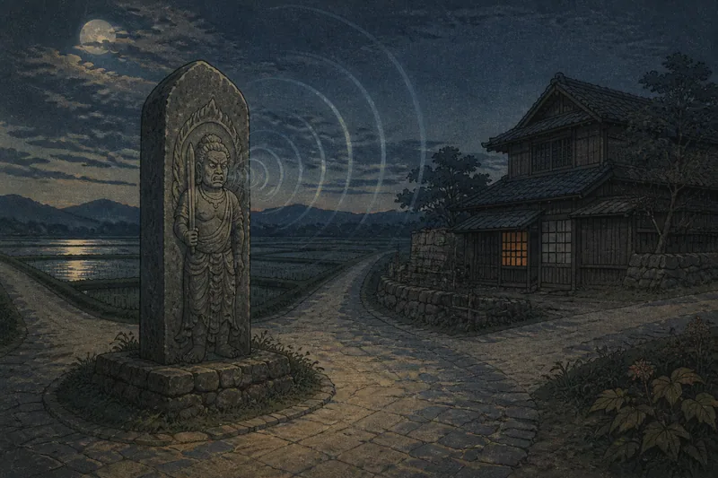 下関の夜泣きする庚申塔のイメージ挿絵