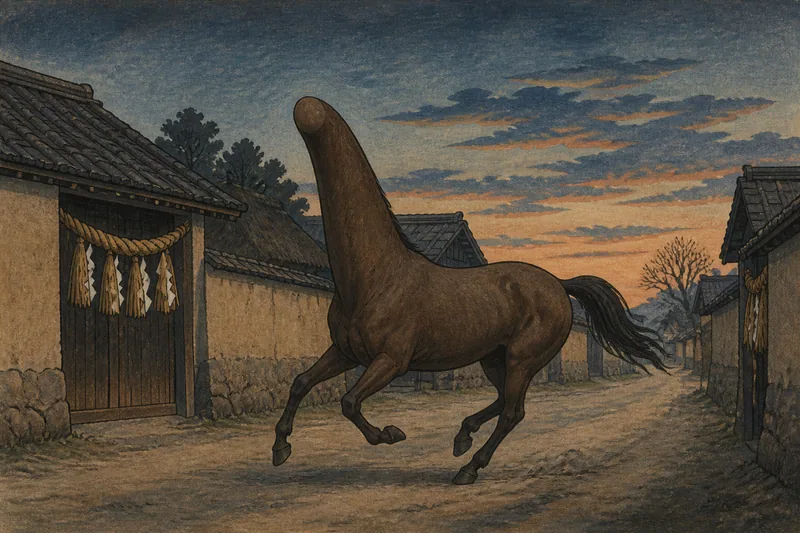 今治の縄目を走る首なし馬のイメージ挿絵