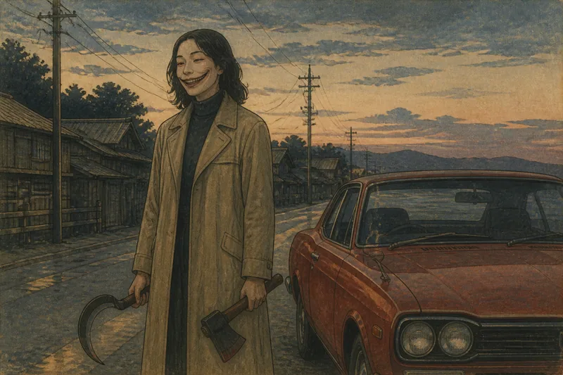 名取市の赤い車の口裂け女のイメージ挿絵