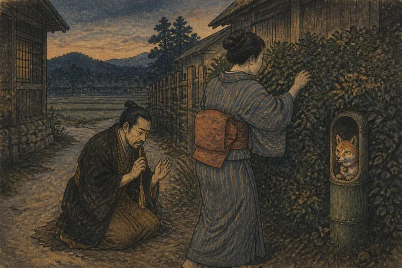 岡谷市の垣根を揺する管狐のイメージ挿絵