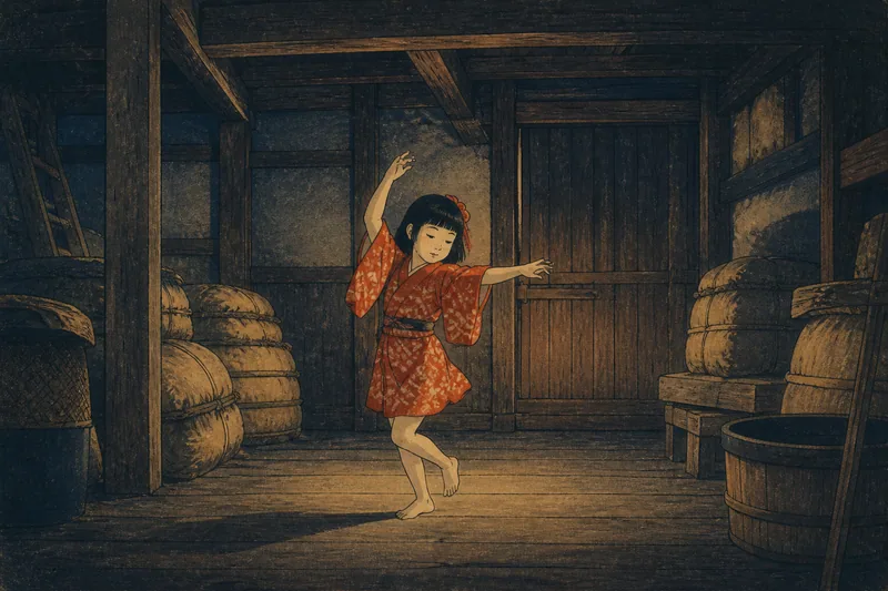 盛岡の蔵で踊るクラワラシのイメージ挿絵