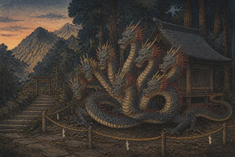 長野市の役の行者が封じた九頭竜のイメージ挿絵