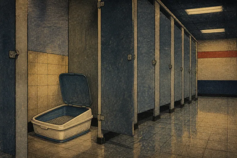 学校の猫用トイレ設置デマのイメージ挿絵