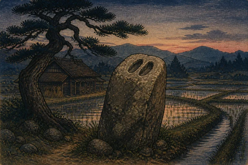 ヒヅメ跡の岩と松の木のイメージ挿絵