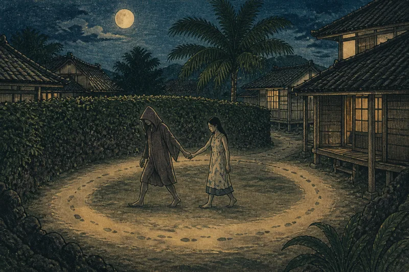 瀬戸内町の夜道を引き回すマヨナムンのイメージ挿絵